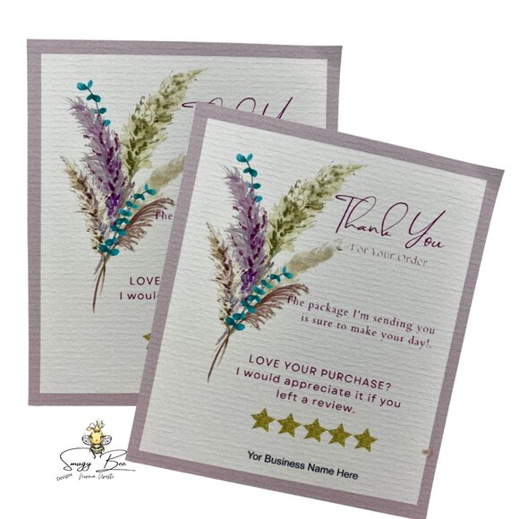 1x Watercolor Floral Review  Thank You Card, Customizable  Business Cards - Picture 1 of 5